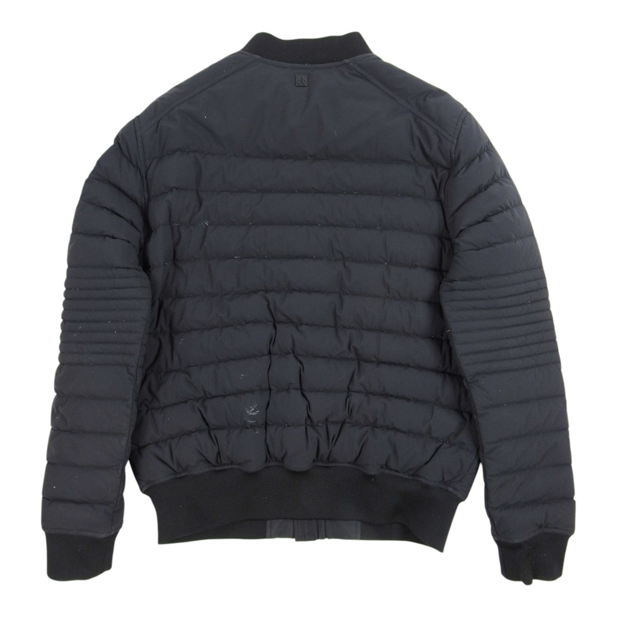 Black Mixed-Quilt Zip-Front Bomber Jacket