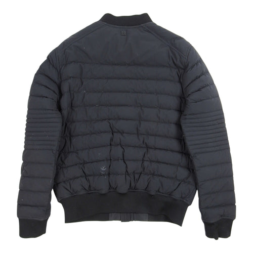 Black Mixed-Quilt Zip-Front Bomber Jacket