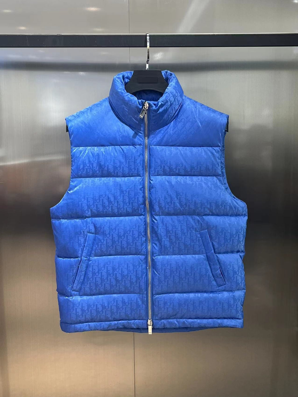 Dior Royal Blue Oblique Quilted Puffer Vest