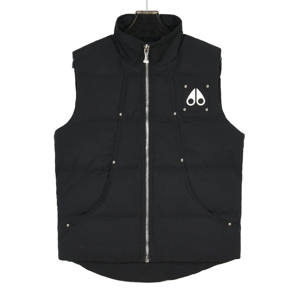Moose Knuckles Black Studded Logo Puffer Vest