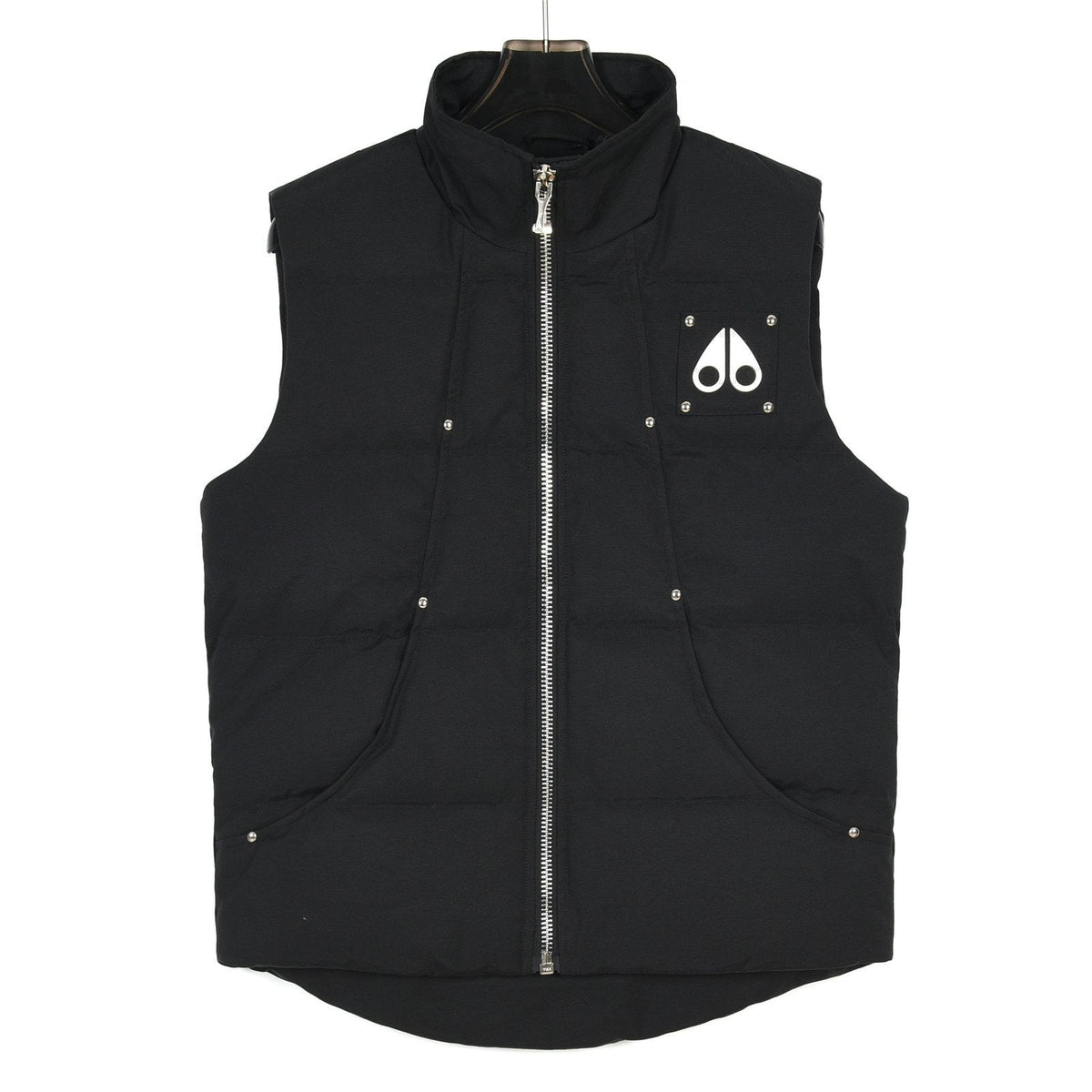 Moose Knuckles Black Studded Logo Puffer Vest