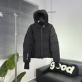 Moncler Black Chevron Quilted Hooded Puffer Jacket