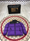 The North Face Purple and Black Colorblock Stand Collar Puffer Jacket
