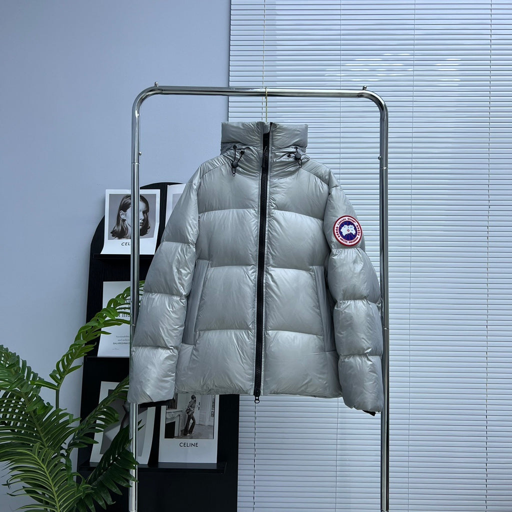 Canada Goose Silver Gray Classic Badge Hooded Puffer Jacket