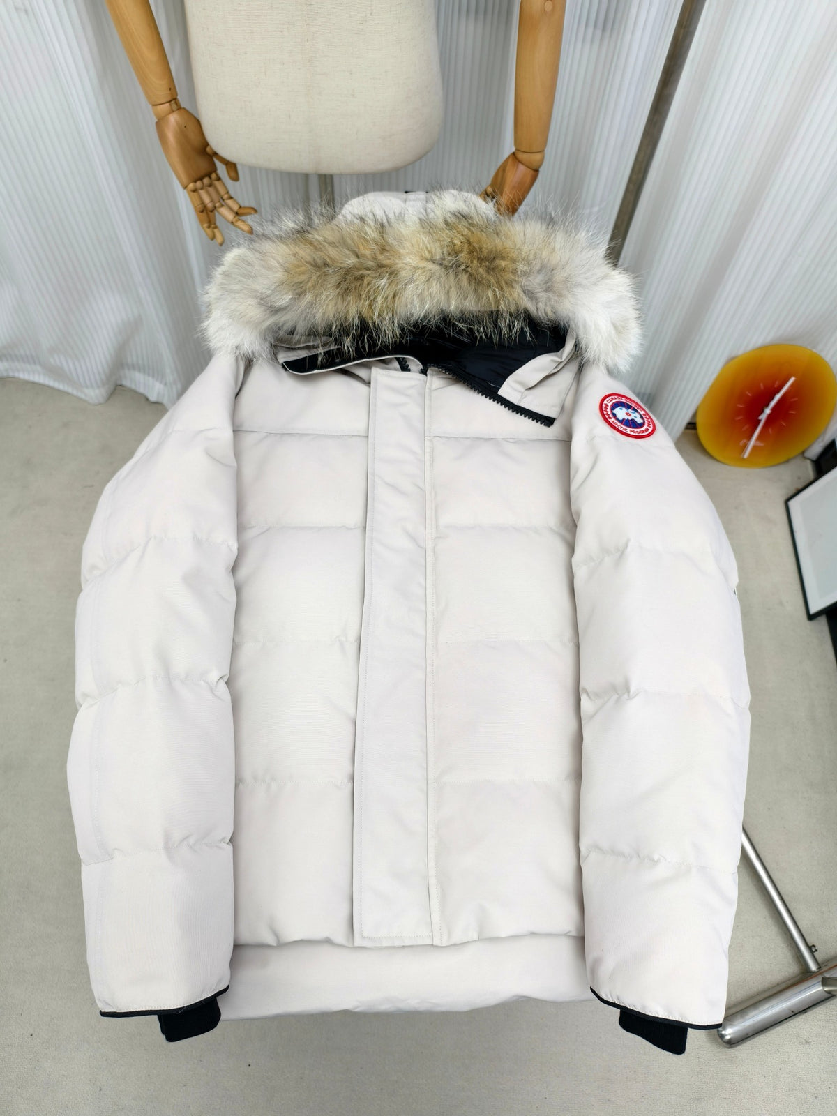 Canada Goose Ivory White Fur-Trim Hooded Quilted Puffer Jacket