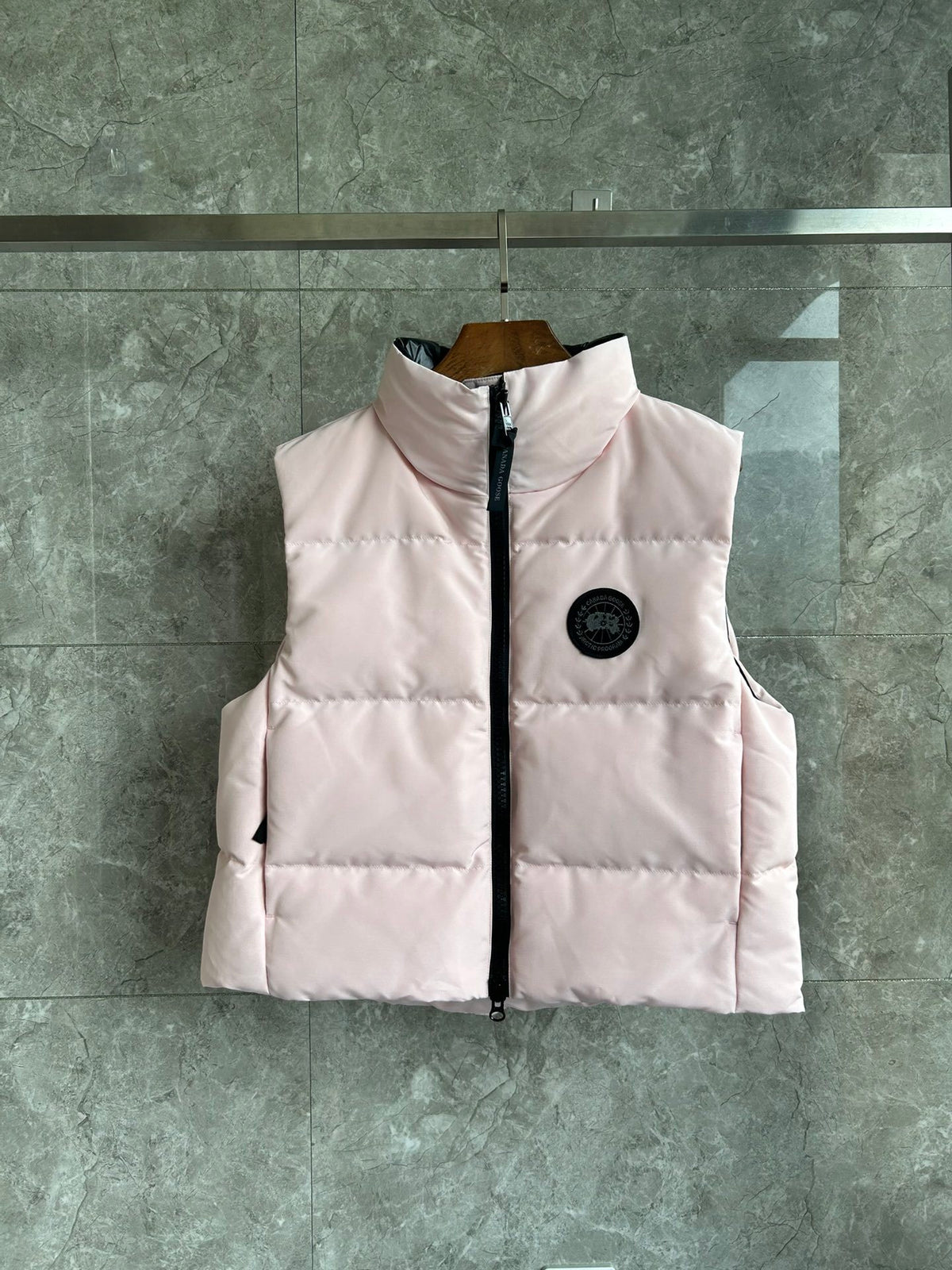 Canada Goose Pale Pink Black Badge Quilted Puffer Vest