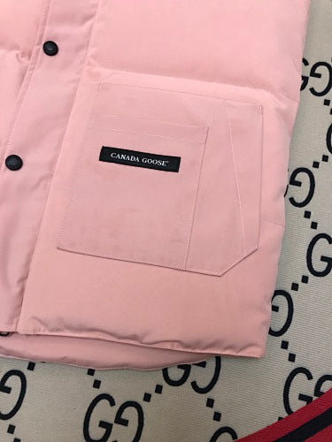 Canada Goose Blush Pink Black Logo Quilted Puffer Vest