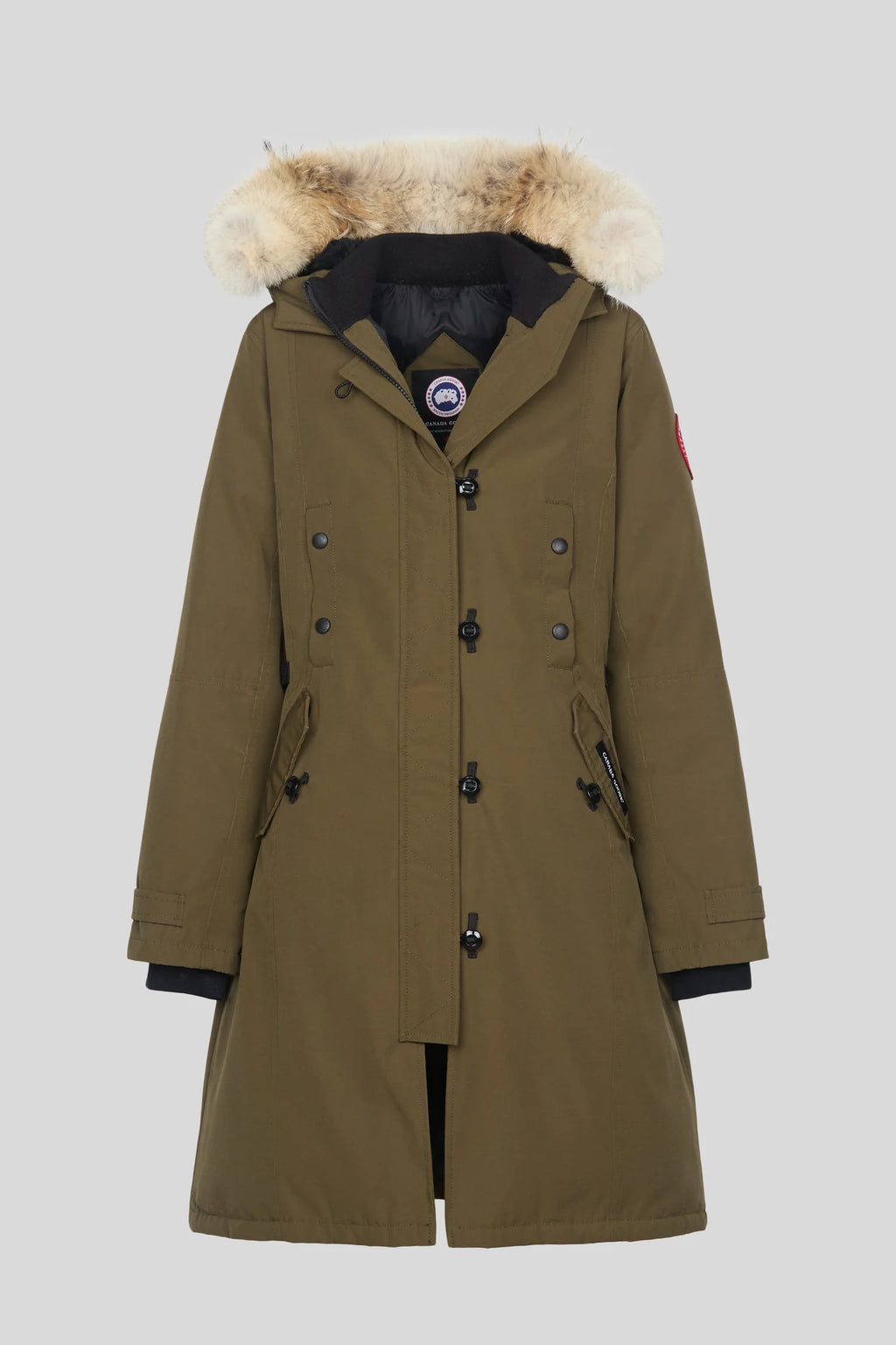 Canada Goose Olive Green Fur-Trim Hooded Long Parka