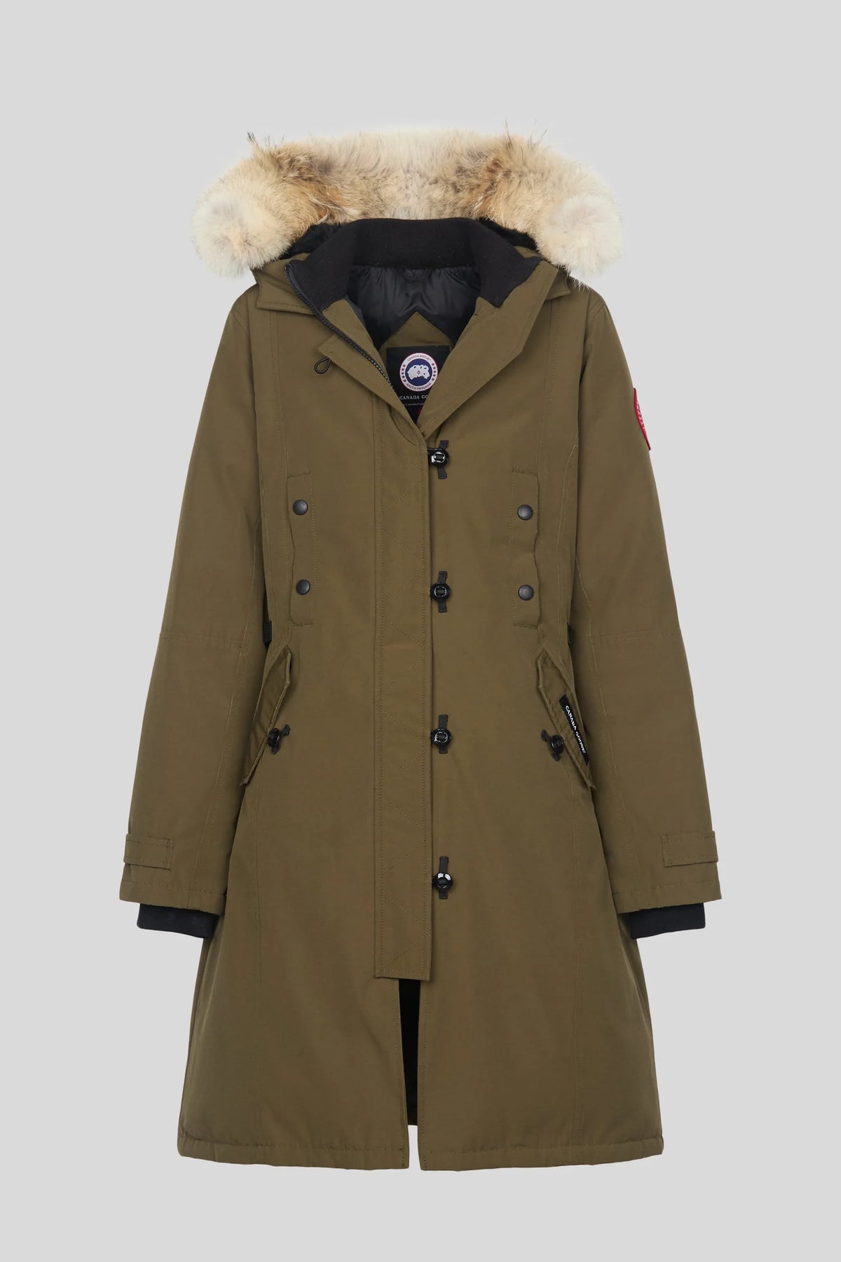 Canada Goose Olive Green Fur-Trim Hooded Long Parka